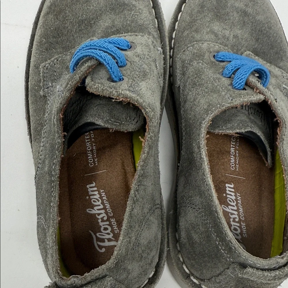 Florsheim Gray Suede Kid’s Oxfords with Blue Laces Size 12M